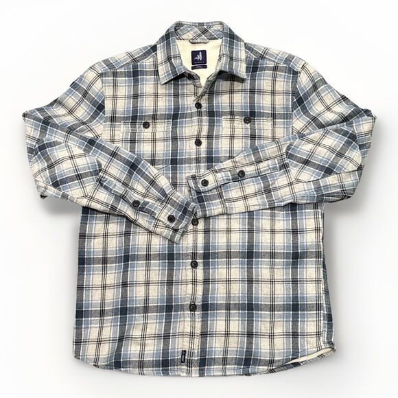JOHNNIE-O Men’s MED Wake Plaid Shacket Flannel Sherpa Lined Button Up Jacket - Picture 4 of 13